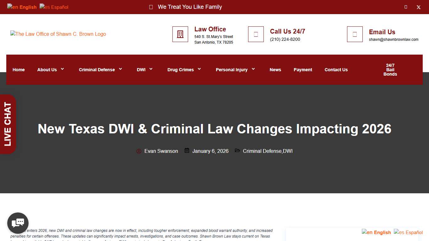 New Texas DWI & Criminal Law Changes Impacting 2026 - The Law Office of Shawn C. Brown P.C.